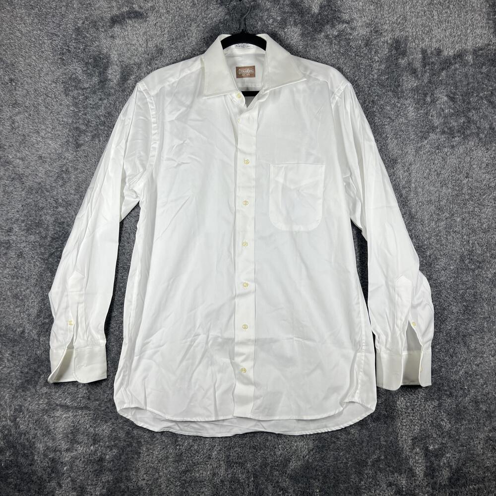 Gitman Bros Shirt Mens 34 White Long Sleeve Button Up Cotton Collar Made In USA